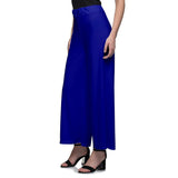 Women's Casual Wide Leg Solid Color Mid Rise Loose Fit Palazzo Pants (One Size, Blue) - Walgrow.com