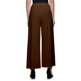 Women's Casual Wide Leg Solid Color Mid Rise Loose Fit Palazzo Pants (One Size, Chocolate Brown) - Walgrow.com