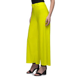 Women's Casual Wide Leg Solid Color Mid Rise Loose Fit Palazzo Pants (One Size, Light Yellow) - Walgrow.com