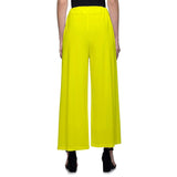 Women's Casual Wide Leg Solid Color Mid Rise Loose Fit Palazzo Pants (One Size, Light Yellow) - Walgrow.com