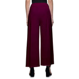 Women's Casual Wide Leg Solid Color Mid Rise Loose Fit Palazzo Pants (One Size, Maroon) - Walgrow.com
