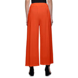 Women's Casual Wide Leg Solid Color Mid Rise Loose Fit Palazzo Pants (One Size, Orange) - Walgrow.com