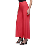 Women's Casual Wide Leg Solid Color Mid Rise Loose Fit Palazzo Pants (One Size, Peach Pink) - Walgrow.com