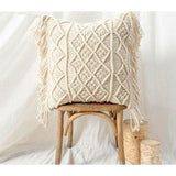 Zindwear Macrame Cotton Cushion Cover with Woven Tassel Best Gift For Home Décor ( Square, White) - Walgrow.com