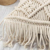 Zindwear Macrame Cotton Cushion Cover with Woven Tassel Best Gift For Home Décor ( Square, White) - Walgrow.com