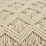 Zindwear Macrame Cotton Cushion Cover with Woven Tassel Best Gift For Home Décor ( Zig Zag, Cream) - Walgrow.com