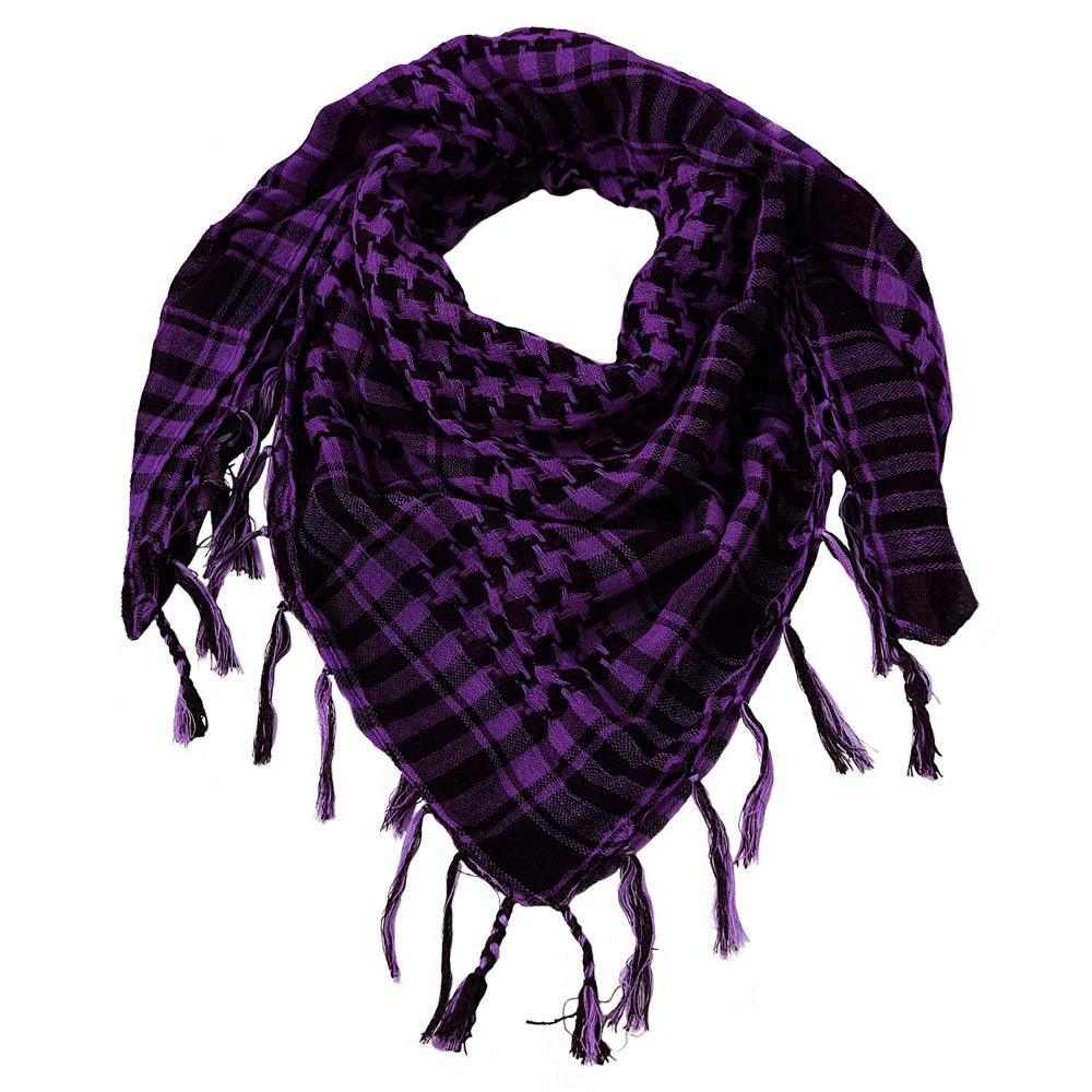 Zindwear Unisex Cotton Arab Keffiyeh Desert Shemagh Military Arafat Scarf/Scarves/Wrap (40 X 40 Inch, Purple) - Walgrow.com