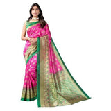 Zindwear Women's Baby Pink Printed Poly Silk Saree with Blouse Party Wedding and Casual Wear - Walgrow.com