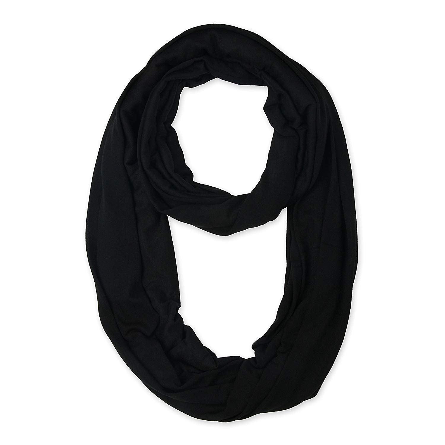 Zindwear Women's Cotton Hosiery Infinity Around Loop Convertible Scarves/Wraps (One Size, Black) - Walgrow.com