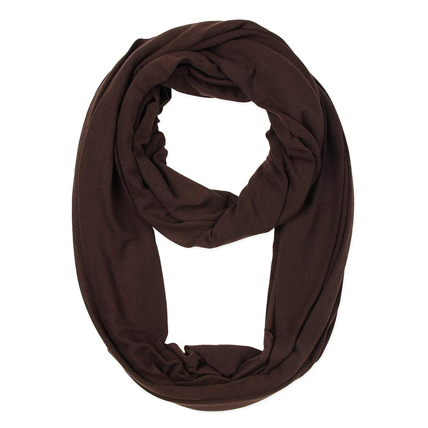 Zindwear Women's Cotton Hosiery Infinity Around Loop Convertible Scarves/Wraps (One Size, Chocolate Brown) - Walgrow.com