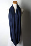 Zindwear Women's Cotton Hosiery Infinity Around Loop Convertible Scarves/Wraps (One Size, Navy Blue) - Walgrow.com
