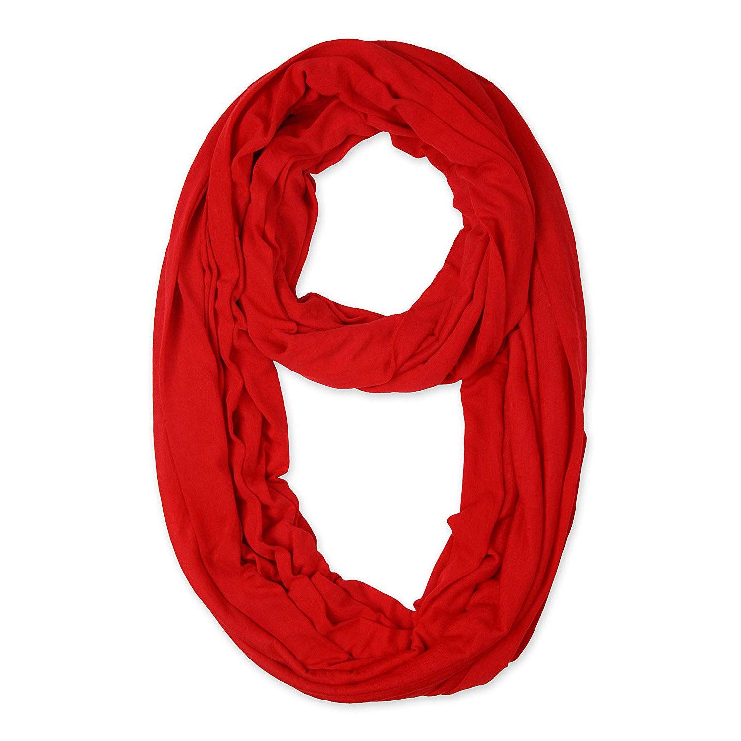 Zindwear Women's Cotton Hosiery Infinity Around Loop Convertible Scarves/Wraps (One Size, Red) - Walgrow.com