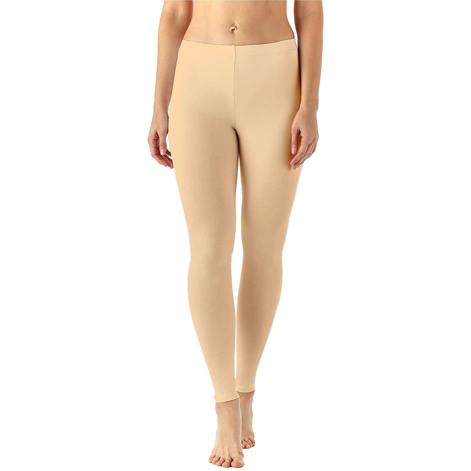 Zindwear Women's Cotton Soft Plain Summer Stretchy Ankle Length Leggings (One Size, Tan) - Walgrow.com