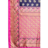 Zindwear Women's Dark Blue Printed Poly Silk Saree with Blouse Party Wedding and Casual Wear - Walgrow.com