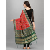 Zindwear Women's Floral Design Woven Silk Blend Dupatta/Chunni/Scarf (Green and Red) - Walgrow.com