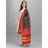 Zindwear Women's Floral Design Woven Silk Blend Dupatta/Chunni/Scarf (Red and Black) - Walgrow.com
