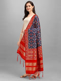 Zindwear Women's Floral Design Woven Silk Blend Dupatta/Chunni/Scarf (Red and Navy Blue) - Walgrow.com