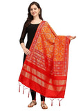 Zindwear Women's Floral Design Woven Silk Blend Dupatta/Chunni/Scarf (Red and Orange) - Walgrow.com