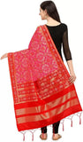 Zindwear Women's Floral Design Woven Silk Blend Dupatta/Chunni/Scarf (Red and Pink) - Walgrow.com