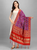 Zindwear Women's Floral Design Woven Silk Blend Dupatta/Chunni/Scarf (Red and Purple) - Walgrow.com