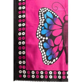 Zindwear Women's Hot Pink with Black Printed Poly Silk Saree with Blouse Party Wedding and Casual Wear - Walgrow.com