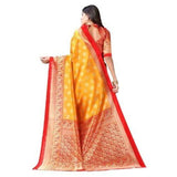 Zindwear Women's Mustrad Yellow Printed Poly Silk Saree with Blouse Party Wedding and Casual Wear - Walgrow.com