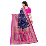 Zindwear Women's Navy Blue Printed Poly Silk Saree with Blouse Party Wedding and Casual Wear - Walgrow.com