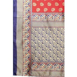 Zindwear Women's Red with Navy Blue Printed Poly Silk Saree with Blouse Party Wedding and Casual Wear - Walgrow.com
