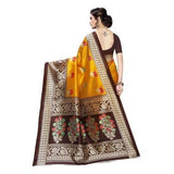 Zindwear Women's Yellow and Golden Printed Poly Silk Saree with Blouse Party Wedding and Casual Wear - Walgrow.com