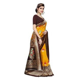 Zindwear Women's Yellow and Golden Printed Poly Silk Saree with Blouse Party Wedding and Casual Wear - Walgrow.com