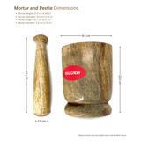 Juego de mortero y maja de madera hechos a mano para utensilios de cocina