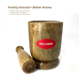 Juego de mortero y maja de madera hechos a mano para utensilios de cocina