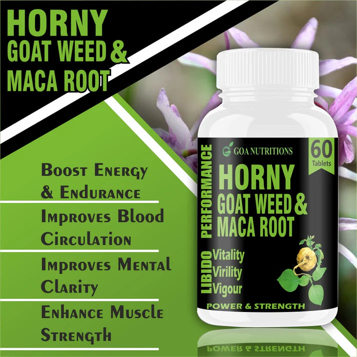 Goa Nutritions Horny Goat Weed with Maca Root – Vitality & Energy Support Supplement (120 Tablets)