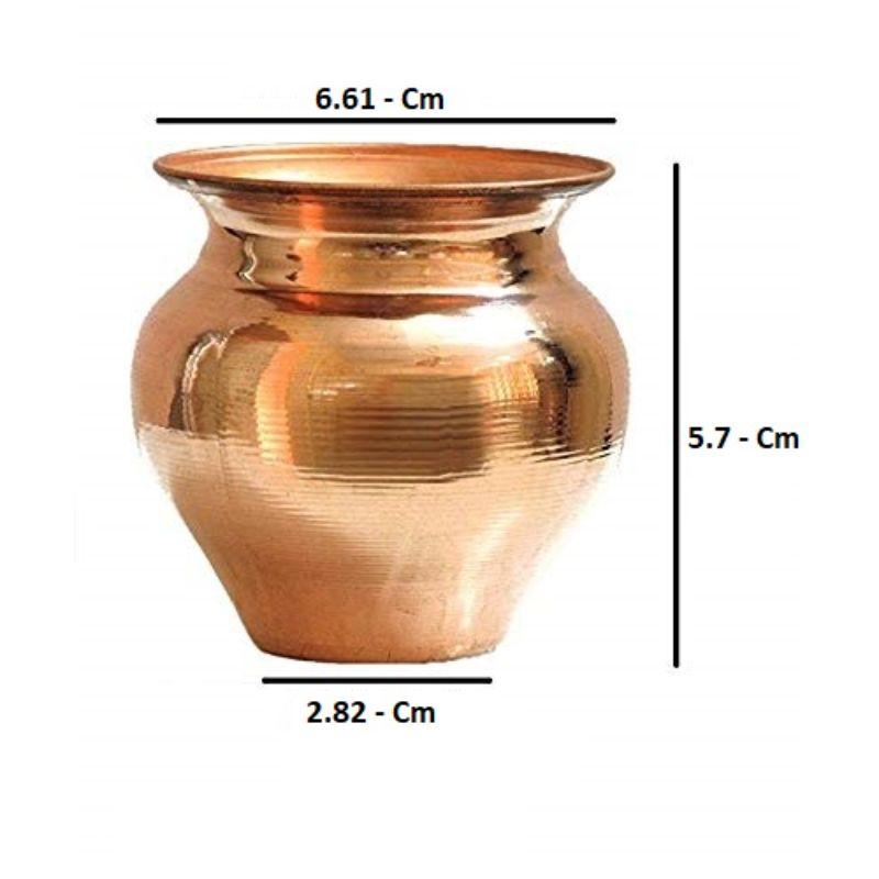 Walgrow Handcrafted Copper Religion Round Plain Kalash/Matka/Lota For Pooja (150-155 ML) - Walgrow.com