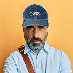 Zindwear Denim Professional Personalised Custom Embroidered Cap/Hat for Corporate Events and Employee Uniforms (One Size, Blue) - Walgrow.com
