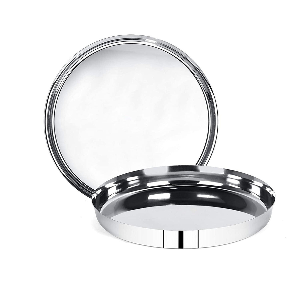 Stainless Steel Traditional Dinnerware Plate/Thali with Mirror Finish (Silver)