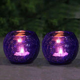 Crackled Round Glass Mosaic Tealight Candle Holders (7 Cm x 10 Cm x 10 Cm ,Pack Of 2) - Walgrow.com