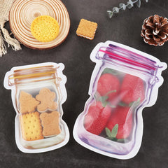 Daily Kitchen Reusable Mason Jar/Bottle Shape Ziplock Freezer Storage Pouch Bags (Small) - Walgrow.com