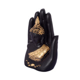 Golden & Black Polyresin Handcrafted Palm Buddha Statue Showpiece For Decoration - Walgrow.com