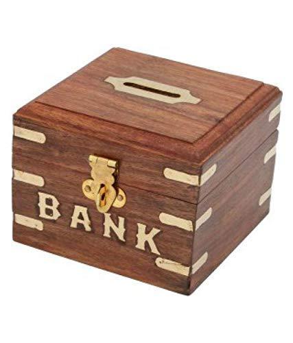Handicrafted Wooden Piggy Bank, Money Saving Storage Box Great For Gifts (Box) - Walgrow.com