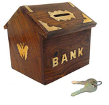 Handicrafted Wooden Piggy Bank, Money Saving Storage House Box Great For Gifts (House) - Walgrow.com