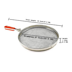 High Grade 304 Stainless Steel Round Flat Grill Roaster Net with Handle (Silver) - Walgrow.com