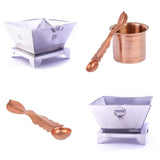 Indian Stainless Steel Mirror Finish Homa/Hawan Kund with Copper Panchapatra Set - Walgrow.com