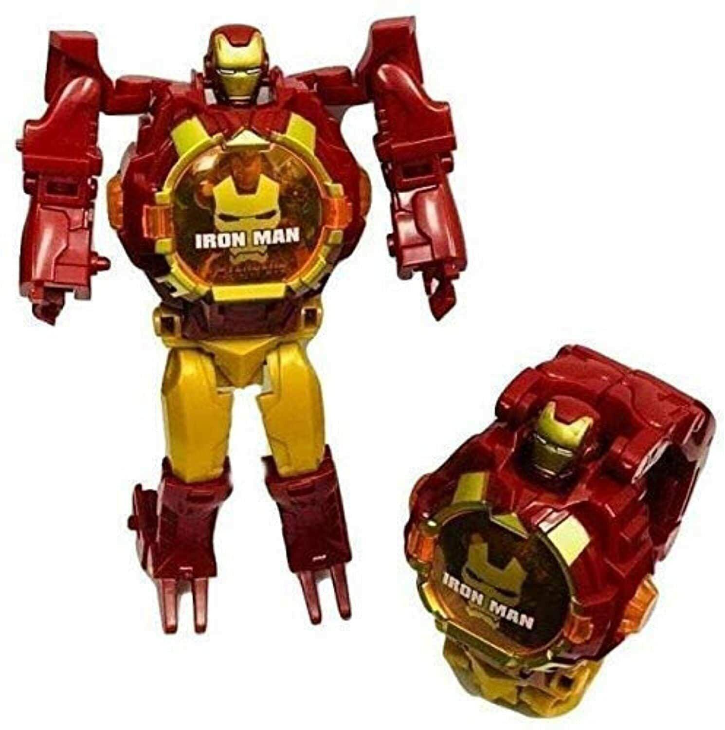 Marvel Action Figure Super Hero Convertible Wrist Watch Robot Toys For Children (Iron Man) - Walgrow.com