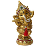 Metal Lord Ganesh Idol Playing Bansuri Statue For Pooja, Home Décor & Gifts Purpose - Walgrow.com