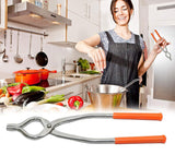 Multipurpose Stainless Steel Pakkad/Gripper/Lifter Holders For Kitchen Cooking (Silver and Orange) - Walgrow.com