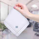 Personalized Initials Embroidery 100% Cotton Handkerchiefs (One Size, White with Blue Border) - Walgrow.com