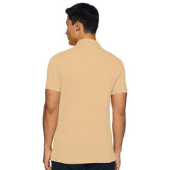 Plain Super Soft Blend Cotton Summer Men's Half Sleeve Regular Fit Polo Shirt (Small, Beige) - Walgrow.com