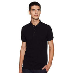 Plain Super Soft Blend Cotton Summer Men's Half Sleeve Regular Fit Polo Shirt (Small, Black) - Walgrow.com