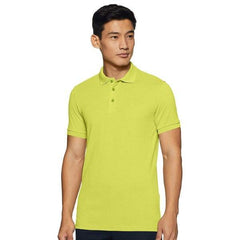 Plain Super Soft Blend Cotton Summer Men's Half Sleeve Regular Fit Polo Shirt (Small, Lemon Yellow) - Walgrow.com